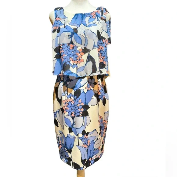 NWT Ivanka Trump Sleeveless Floral Multi Sheath Dress Size 8 - Picture 5 of 9